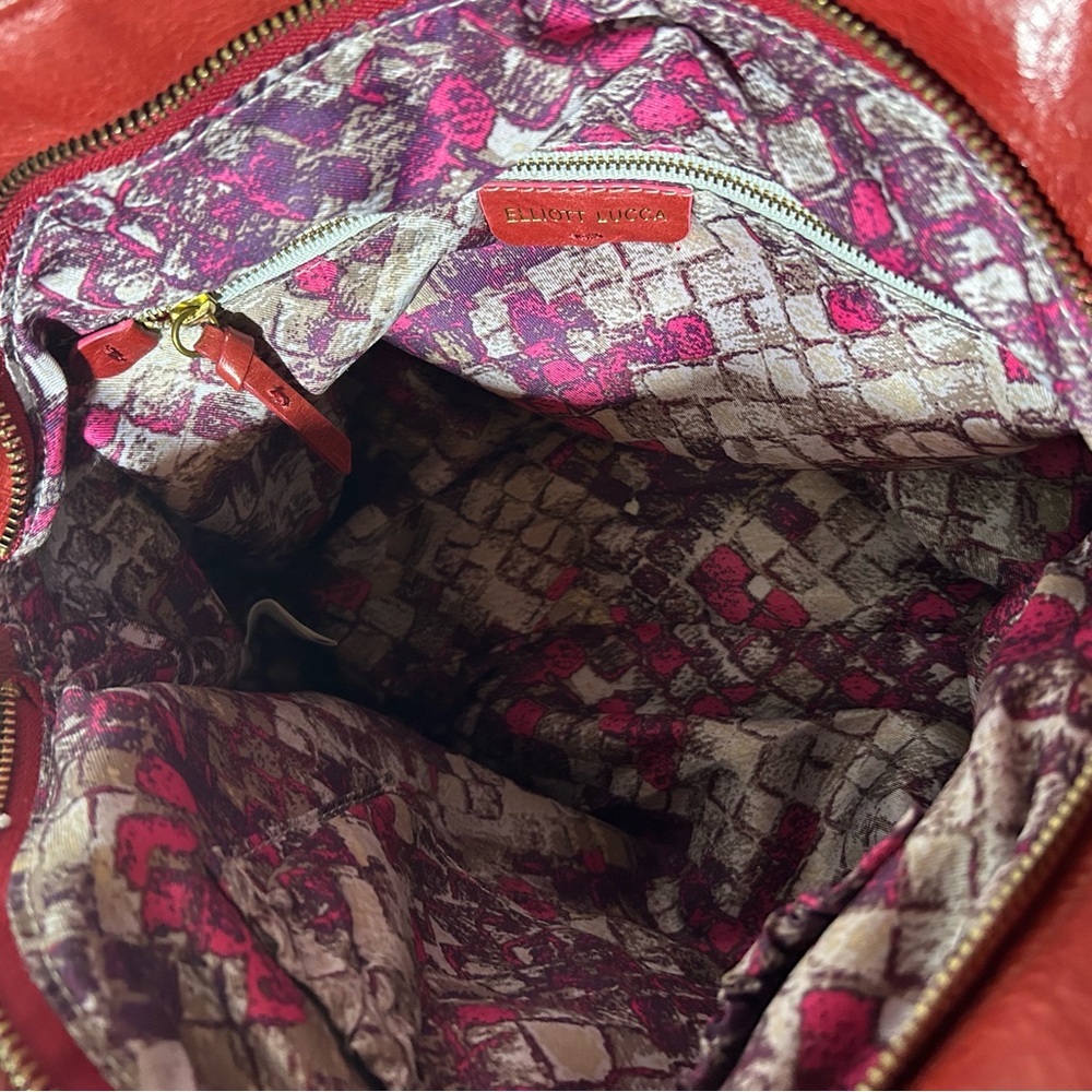 Elliott Luca Red Leather Handbag satchel - Picture 9 of 12